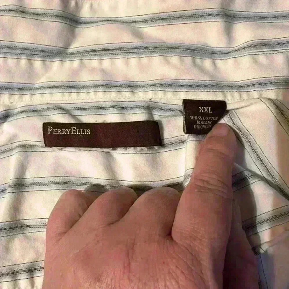 Perry Ellis Men’s 2XL Striped Button Down Long Sleeve Shirt - Picture 5 of 6